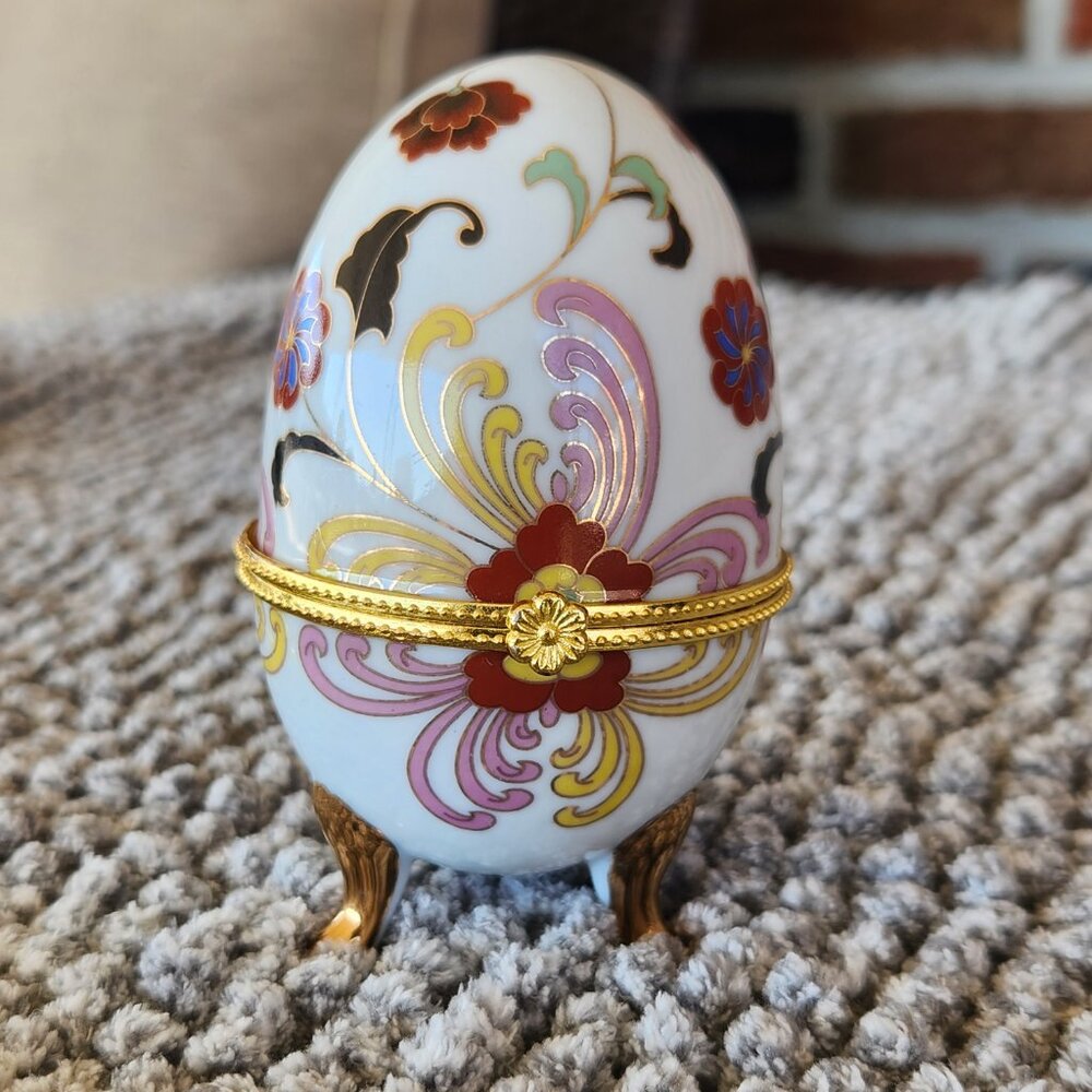 Vintage Egg Shaped Trinket Box